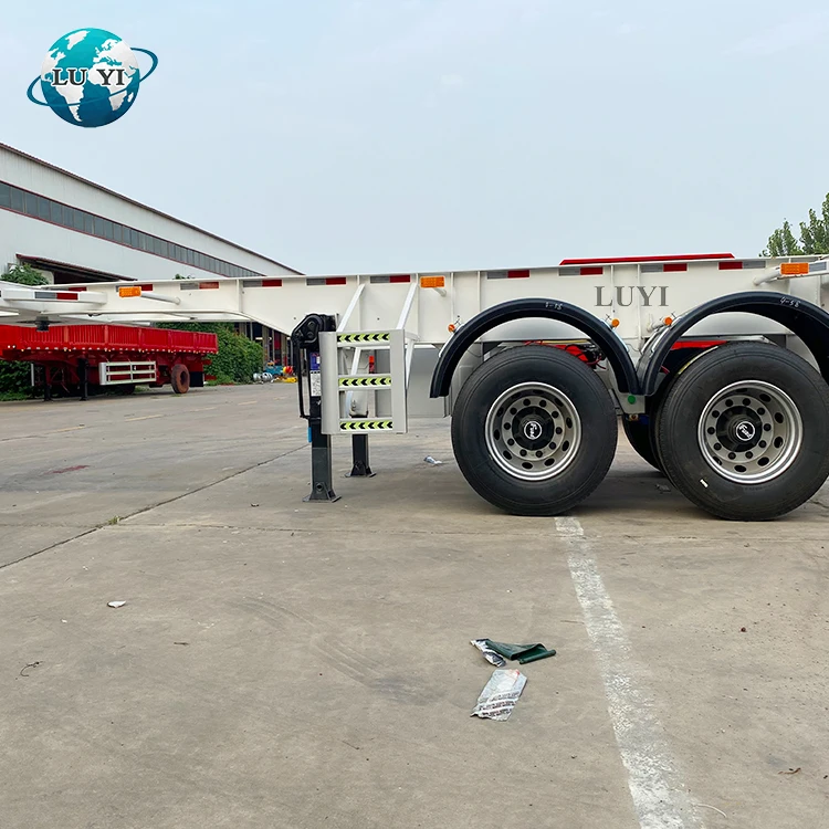 Luyi 2 axles 20 foo 3 axles 40ft Skeleton chassis Semi Trailer Terminal Port Container Flatbed Truck  For Sale