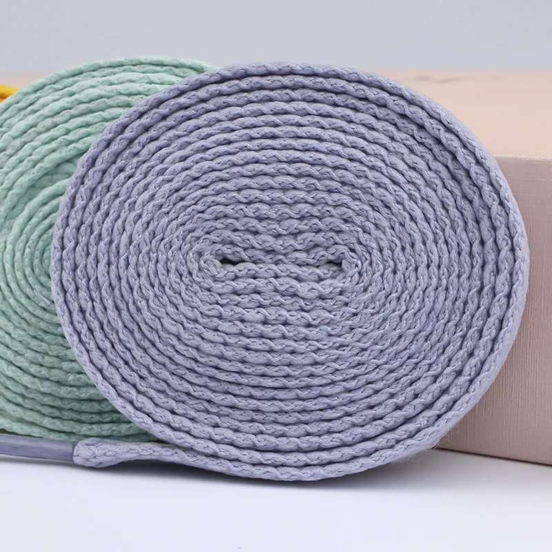 Polyester plain weave white shoes shoelace color flat sneaker