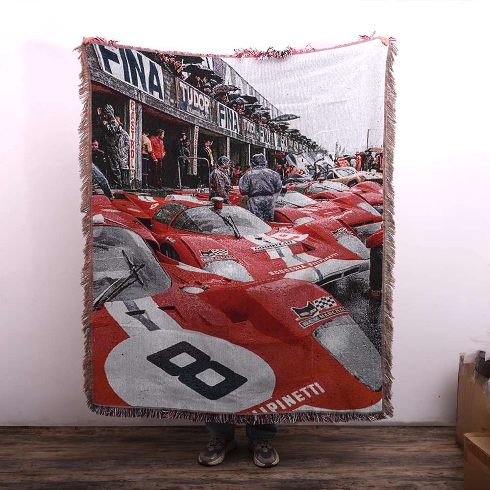 Оптовая продажа китайская фабрика жаккардовые тканые одеяла из переработанного хлопка и полиэстера оптовая прямые продажи