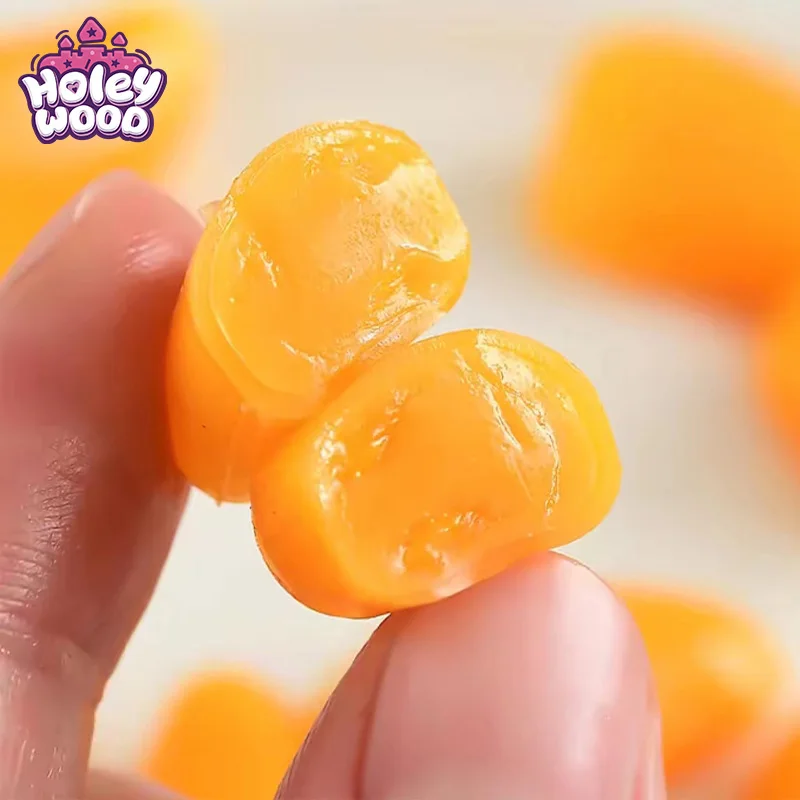 Holeywood 3D 5G Soft Candy Fruity Flavored Purple Grape Green Mangostrawberry & Peach Peeling Mango Bagged Candy