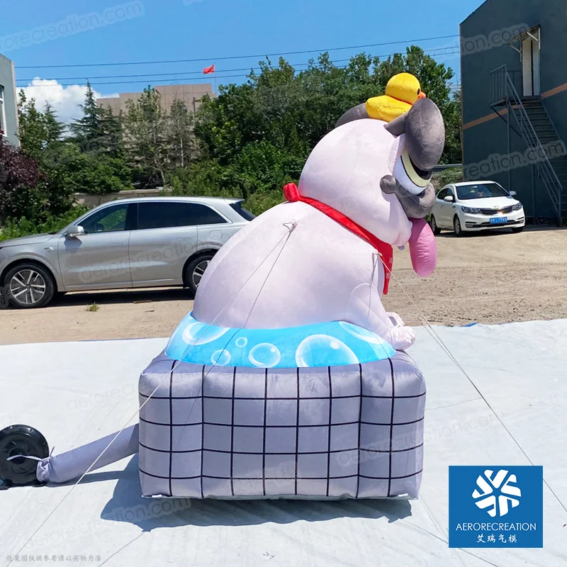 2m Events Customized Inflatable Cartoon Bulldog with Stage Funny Decorative Inflatable Cartoon Mascot