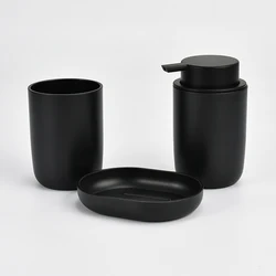 Latest Cheap Price Plastic 3 Pieces Bathroom Accessory Set with Wide Mouth Soap Dispenser