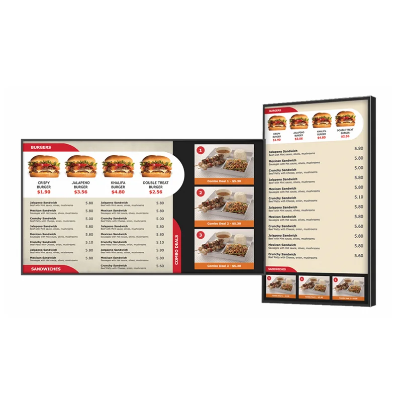 55 дюймов высокая яркость цифровая доска меню дисплея рекламы напитков десерт магазин