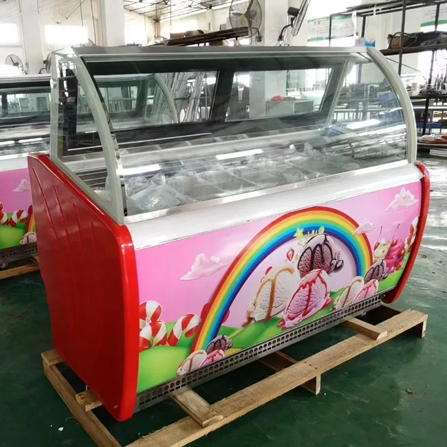 Ice CREAM GELATO DIPPING Cabinet Freezer Display Case CE Stainless Steel 18 ST Table Supermarche Pour Glace Et Fruit De Mer 17