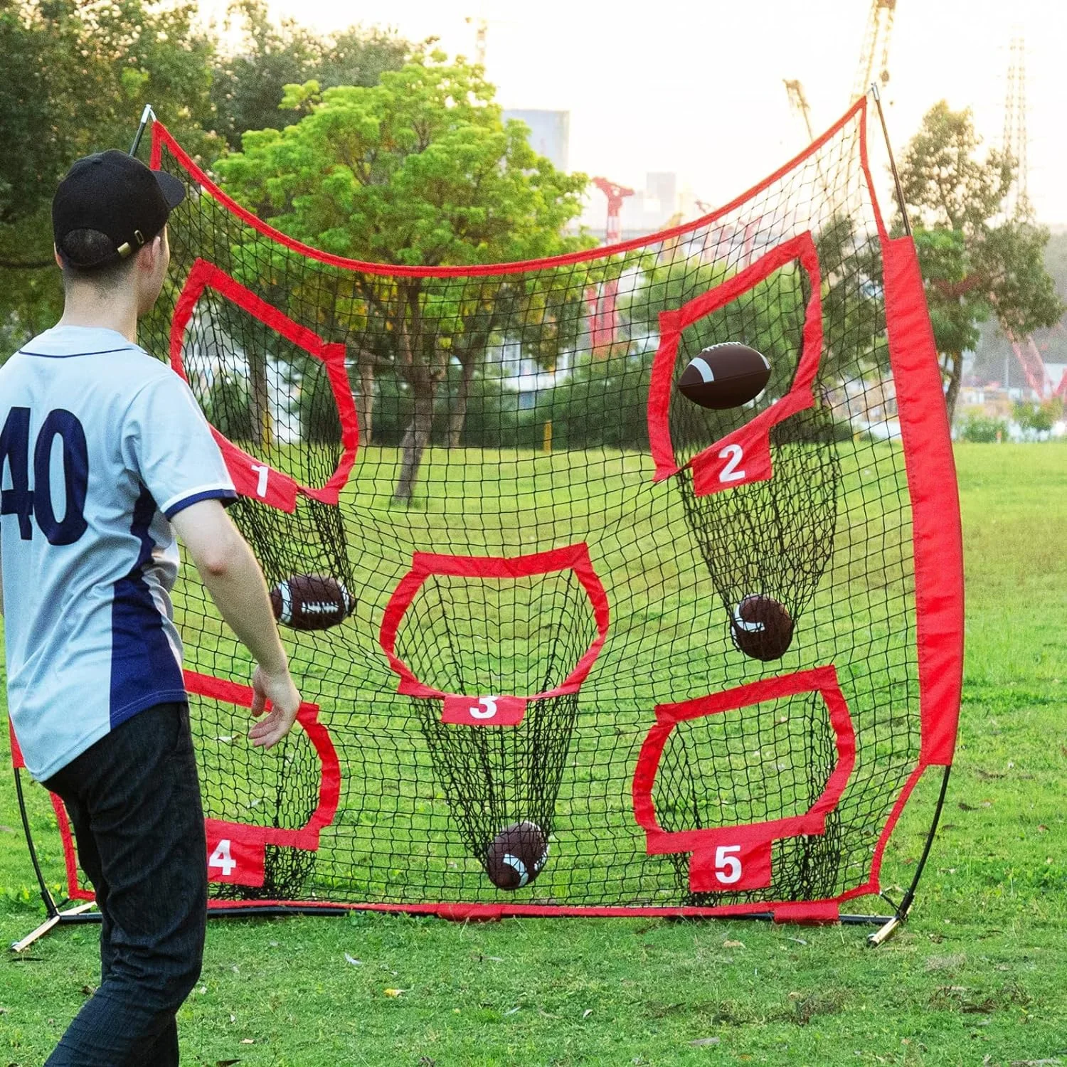 Custom Portable Outdoor American Football Throwing Net Back Stop Net for Throw Accuracy Improving