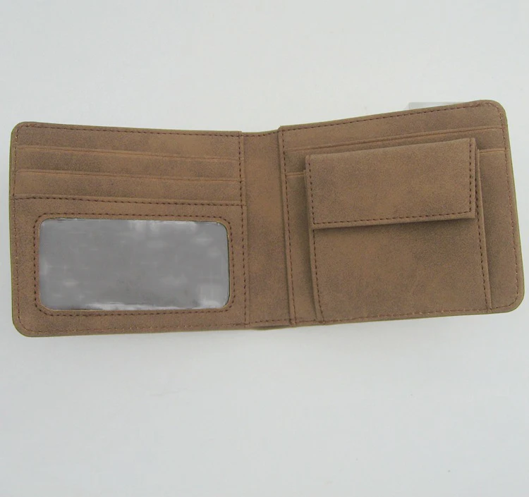 Customized design Bi-fold suit wallet multifunctional purse anti magnetic wallet with snap button pocket and ID card window