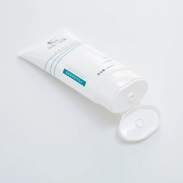 Empty PE Face Wash Cosmetics Packaging Oval Facial Cleanser Tube Container With Flip-Top-Cap