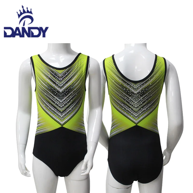 High quality Customized gym gradient Dance leotard with rhinestones Gymnastics Ballet tight shiny bodysuits