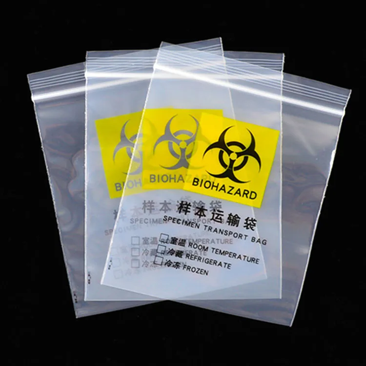 Customized Biohazard Specimen Kangaroo Bag Resealable and Zip Lock Transportation Collection Plastic Bags for Laboratory Use