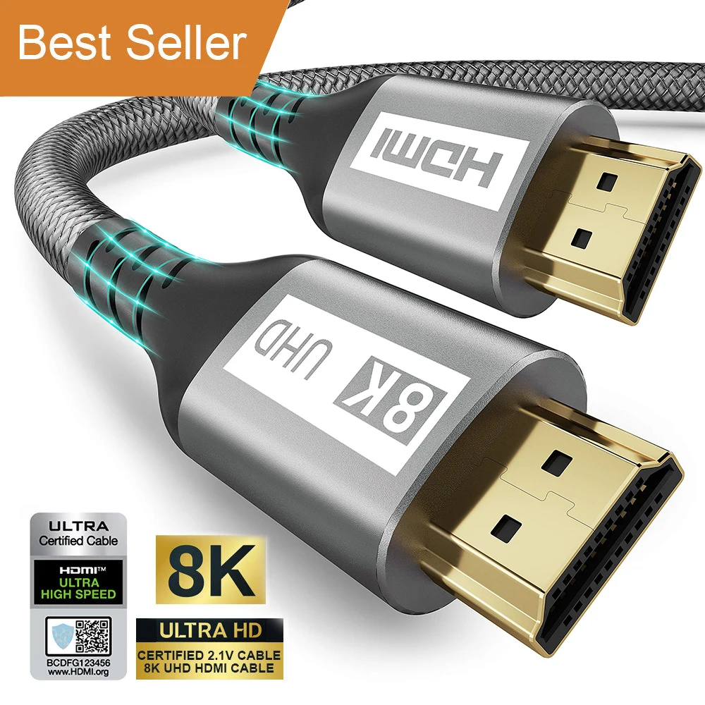 8K HDMI kable 3.3ft Male To Male Hdmi Cable 4K@120Hz 8K@60Hz 3d hdr 48gps 8k hdmi cable