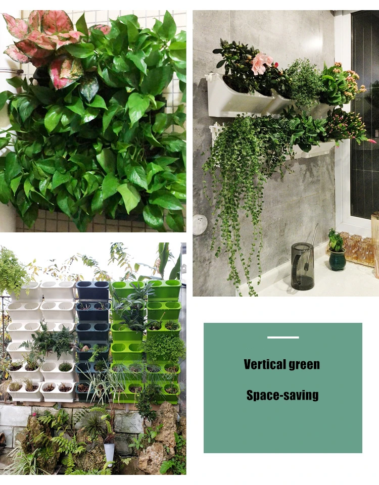 Space-saving garden green vertical wall planter system self watering plastic indoor decorating wall hanging container flower pot