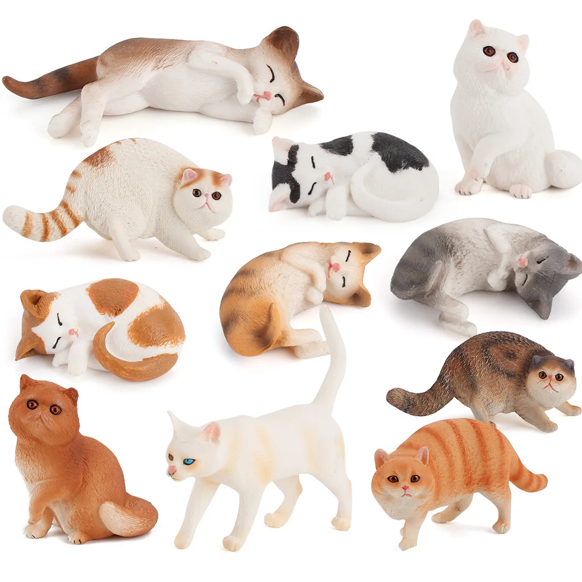 Cross-border Hot Sale Simulation Animal Garfield Persian Side Sleeping Pet Cat Static Ornament Model
