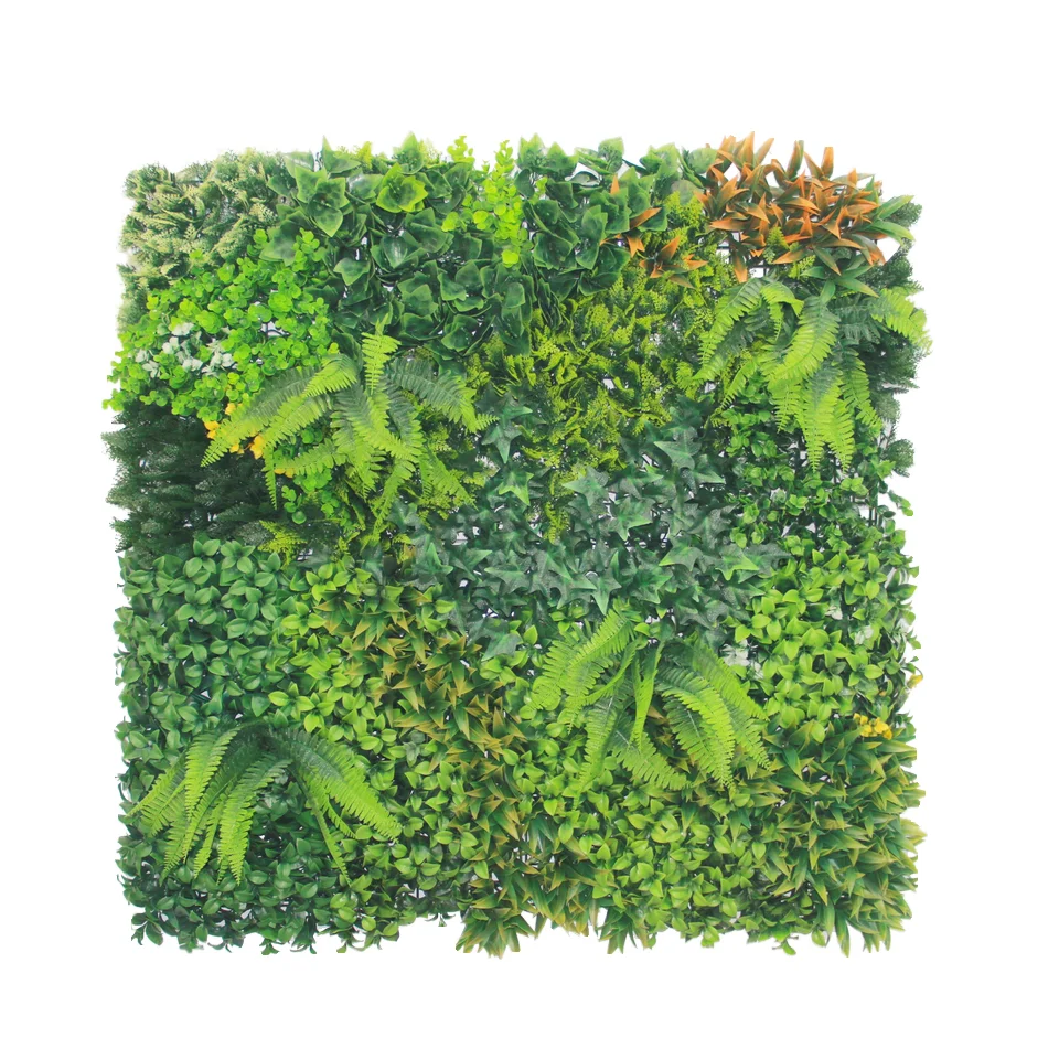 Simulated Artificial Wall Panel Vertical Garden with 30mm Length Grass Flowers and Trees Decorative Glass Plant Wall