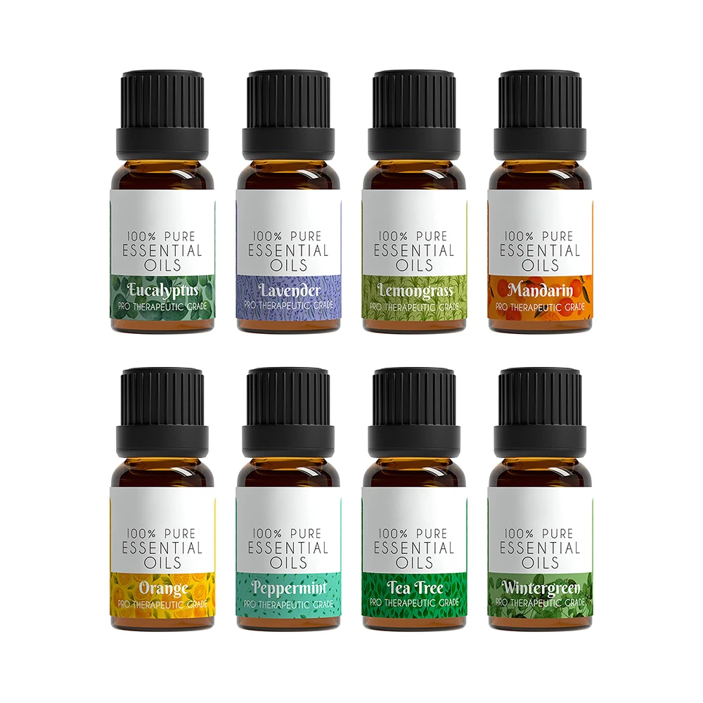 Gift Set of 6 and 12 or 8 100% Pure Aromatherapy Essential Oils Set with 10ML Lavender,Peppermint,Eucalyptus