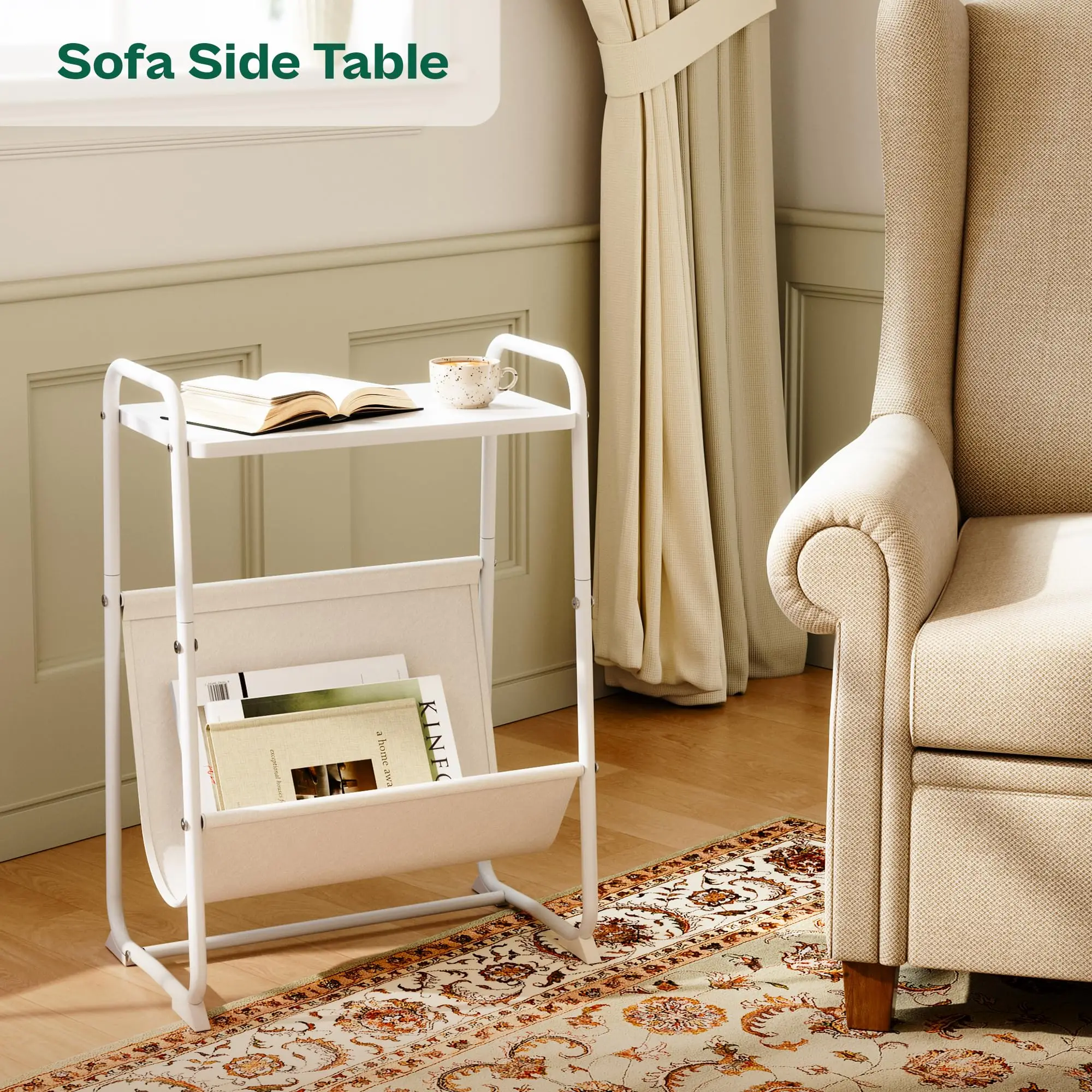 Factory patent Small side table with magazine strap Large storage space Bedroom OGJ