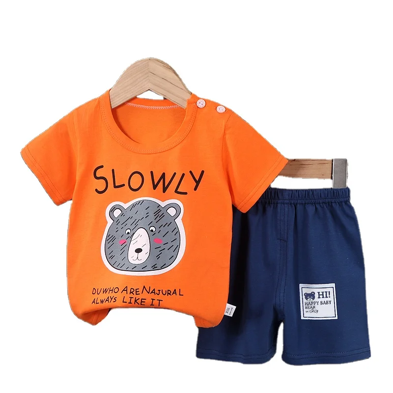 Factory direct sale summer children cotton short sleeve suit wholesale