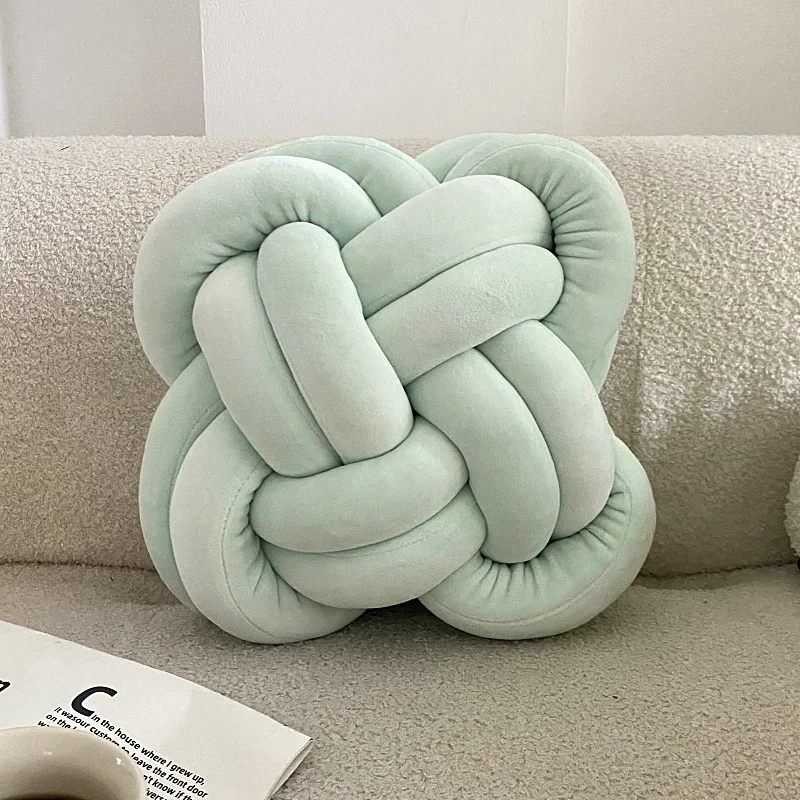 Best Quality Soft 2 Tubes Boucle plush Dutch velvet Knot Ball Cushion Home Decor Knot Pillow Seat Cushion