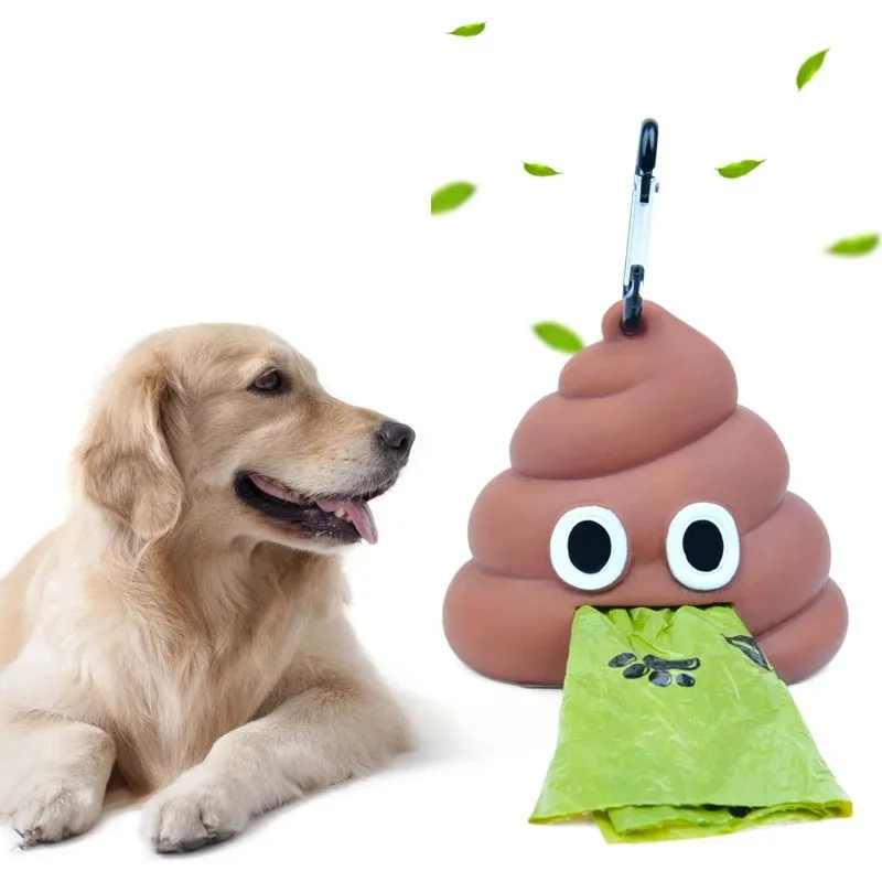 Poop Bag Dispenser Poop Bag Holder Dog Waste Bags Keychain Pickup Poop Tool Pet Accessories Multi Purpose Cleaning Tools Brown
