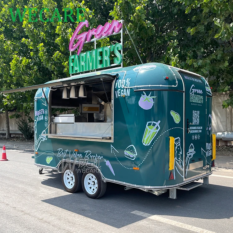 WECARE Kebab BBQ Food Trailers Fully Equipped Mobile Kitchen Dining Car French Fries Burger Pizza Food Truck with Deep Fryer