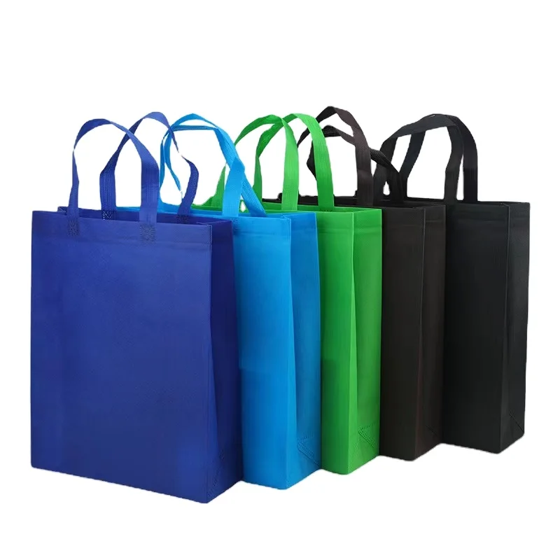 Custom Logo Printed Non-Woven Tote Shopping Bags Laminated Eco-Friendly Packaging for Supermarket and Grocery Use