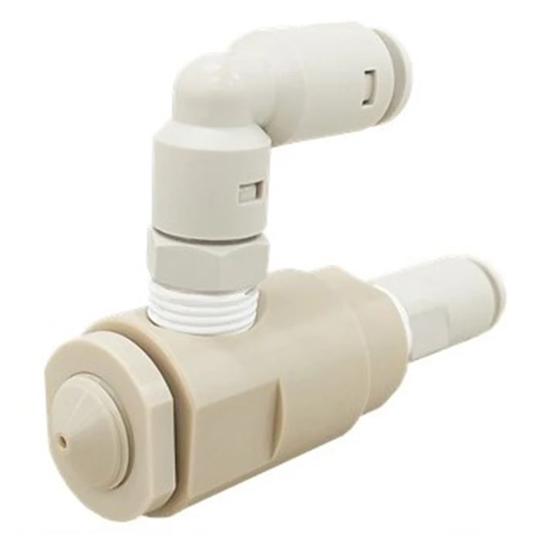 Low pressure fog spray air water atomizing nozzle for high viscosity liquid