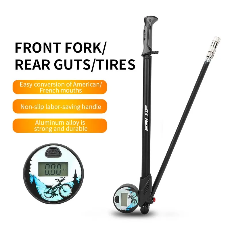 Portable Bicycle Fork Air Pump High Pressure 300PSI Cycle Air Suspension Fork Pump Portable Front Rear Fork Pump with Gauge