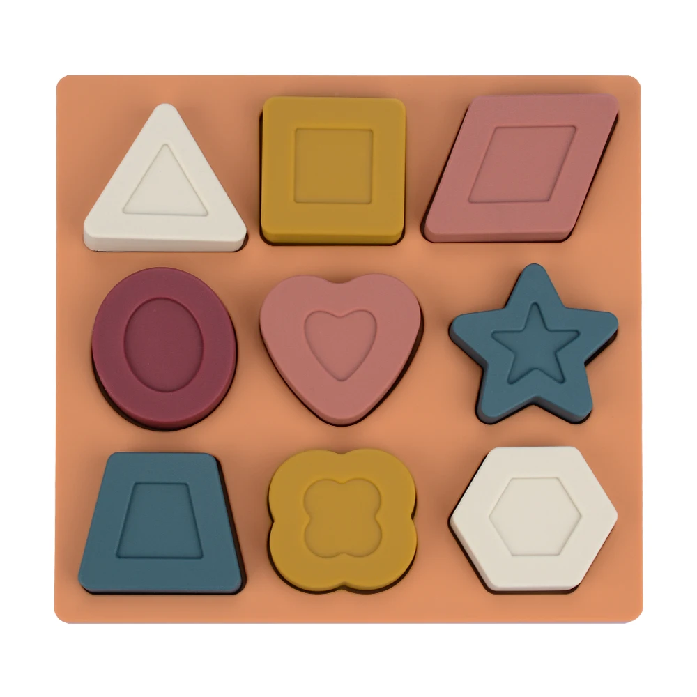 9-piece Toddler Silicone Puzzles Toy Food Grade Silicone Stacking Blocks Sensory Educational set for Baby