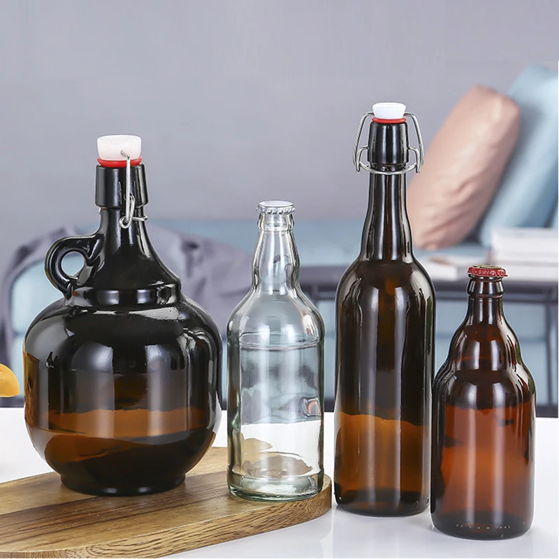 Factory Wholesale OEM Champagne Alcohol Whisky Drinking Liquid Beverage ES113 Empty Beer Bottles with Crown Cap