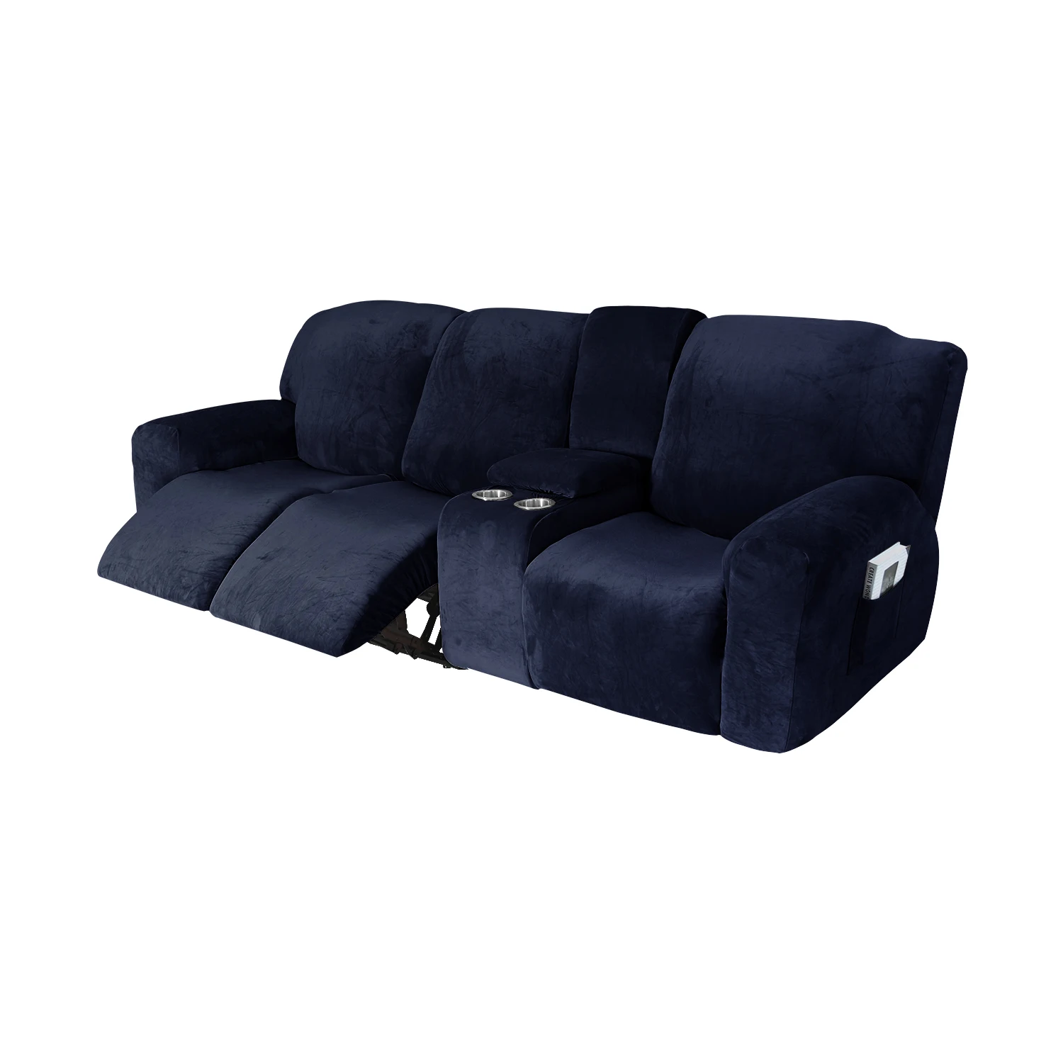 Low price 3 seat recliner sofa covers velvet stretch reclining couch covers 2 seater recliner sofa cover with cup holder