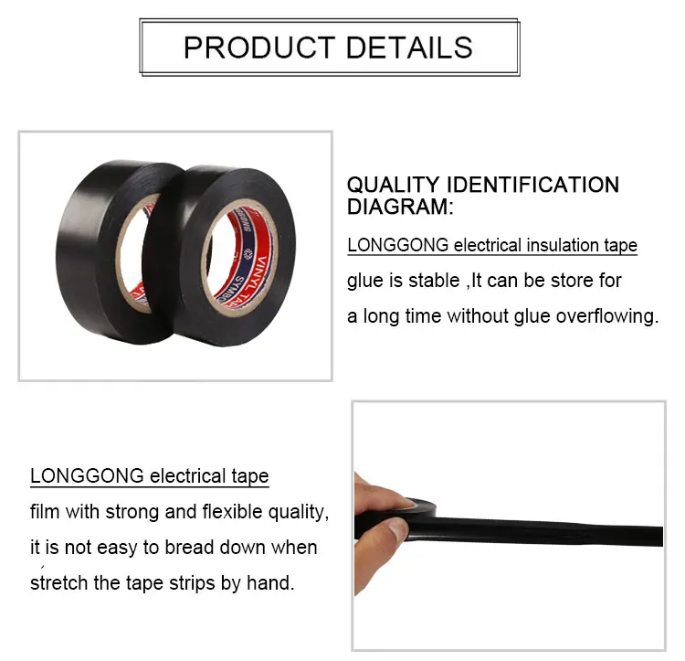 colorful flame retardant raw material manufacturer 10 m tube 2mm thick pvc bondage green adhesive electrical insulation tape