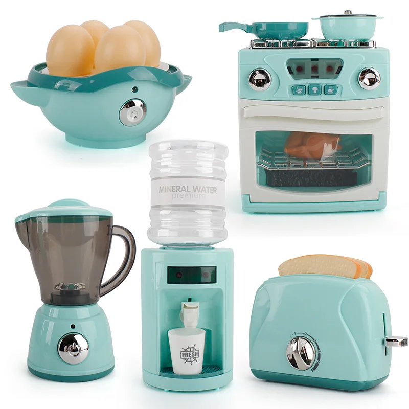 Battery Operated Kitchen Household Pretend Play Toys Emulational Mini Home Appliance Toy With Music And Light