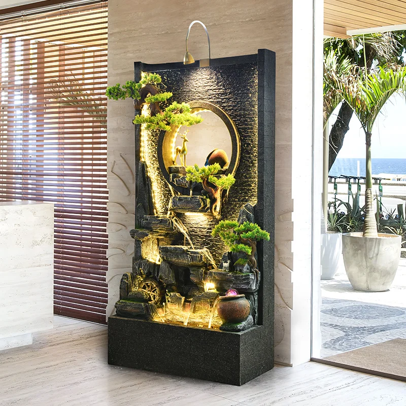 Large Size Feature Custom Made Black Granite Wall Waterfall water Fountain outdoor garden