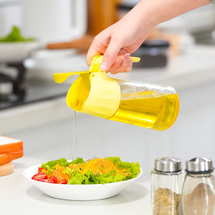 pink food olive oil pourer bottles dispenser 500ml vinegar jar with silicone non-drip spouts and gravity lid for kitchen, d