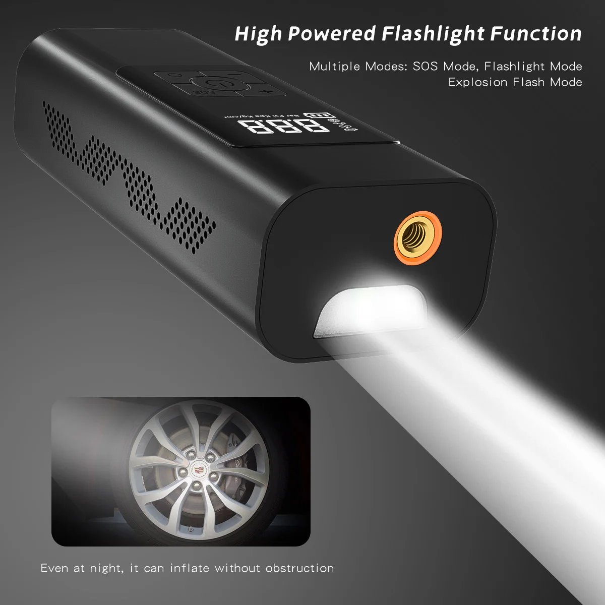 Air Compressor Tire Inflator with 6000 mAh Battery Portable,150 PSI Digital LCD Display& LED Light for Bicycles,Motorcycles,Ball