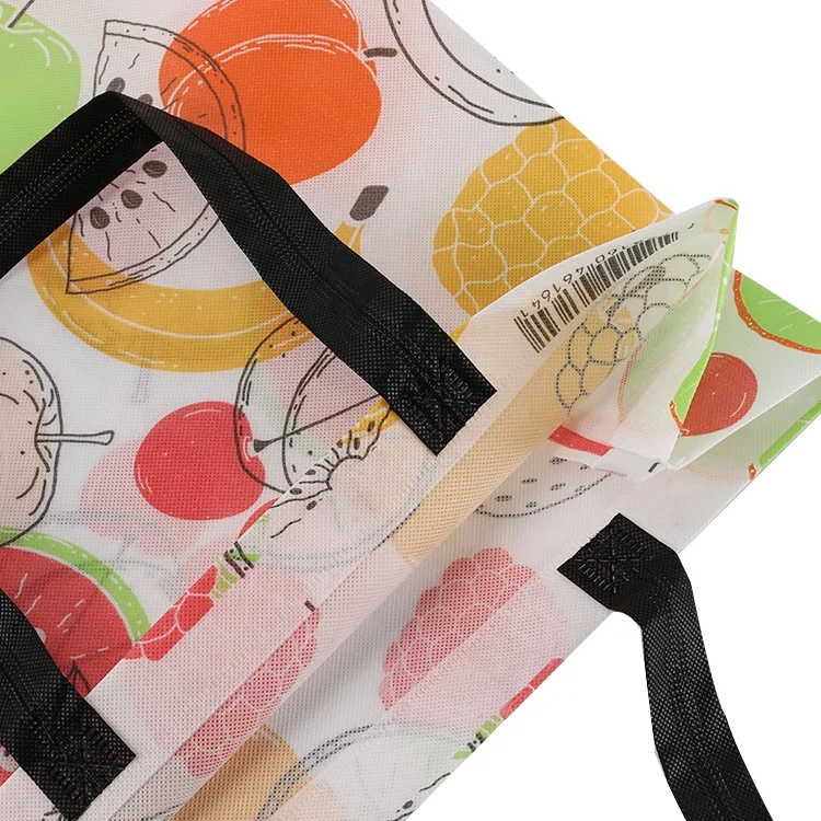 Eco-friendly PP Colorful Reusable Custom Non-woven Horizontal Folding Tote Shopping Bag