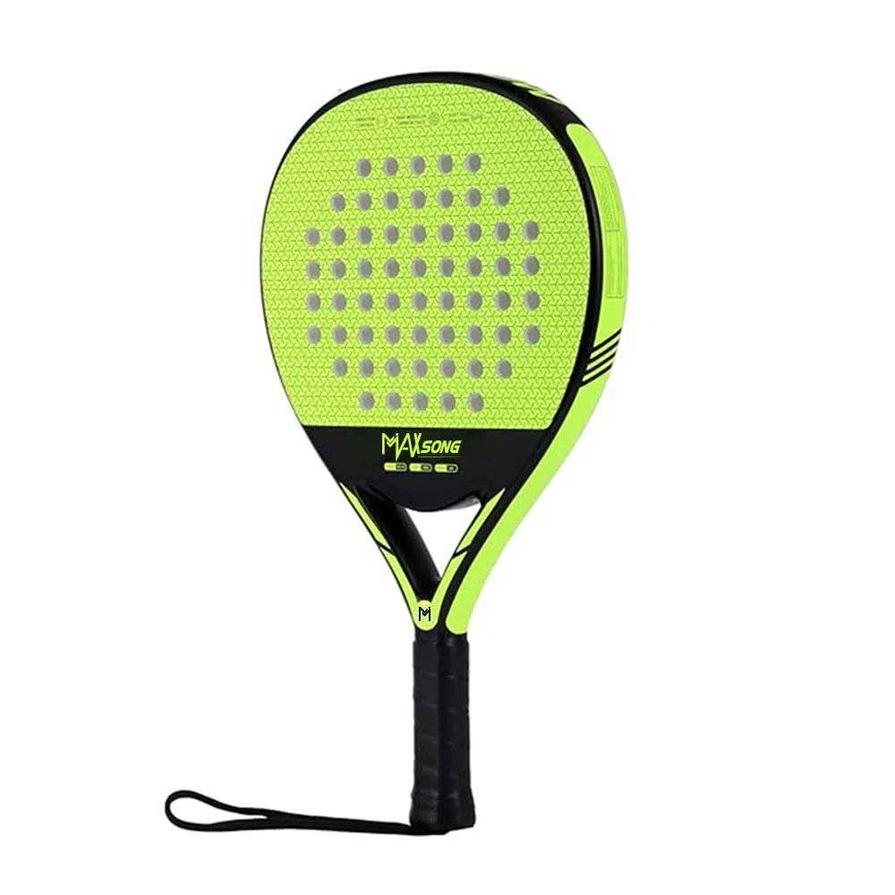 Maxsong top rank fiberglass rough surface soft eva customized free design padel racket for pro player china manufacture