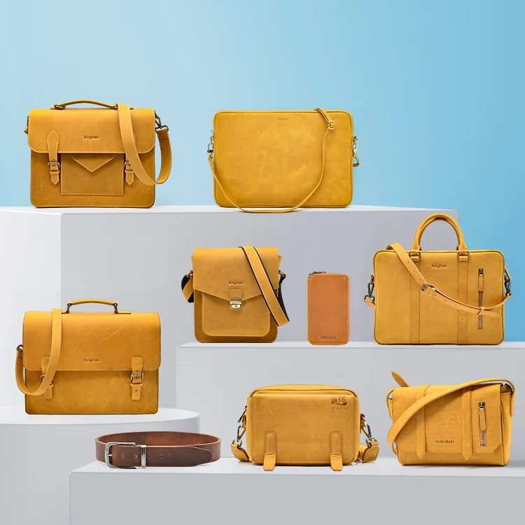 Crazy horse genuine leather briefcase shoulder laptop bags office portafolio man pure leather bag for men