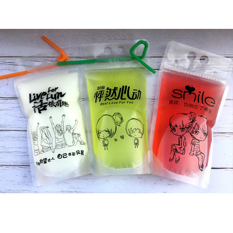 Custom ziplock clear bag energy drink beverage high quality bag to take out beverage packaging plastic bag