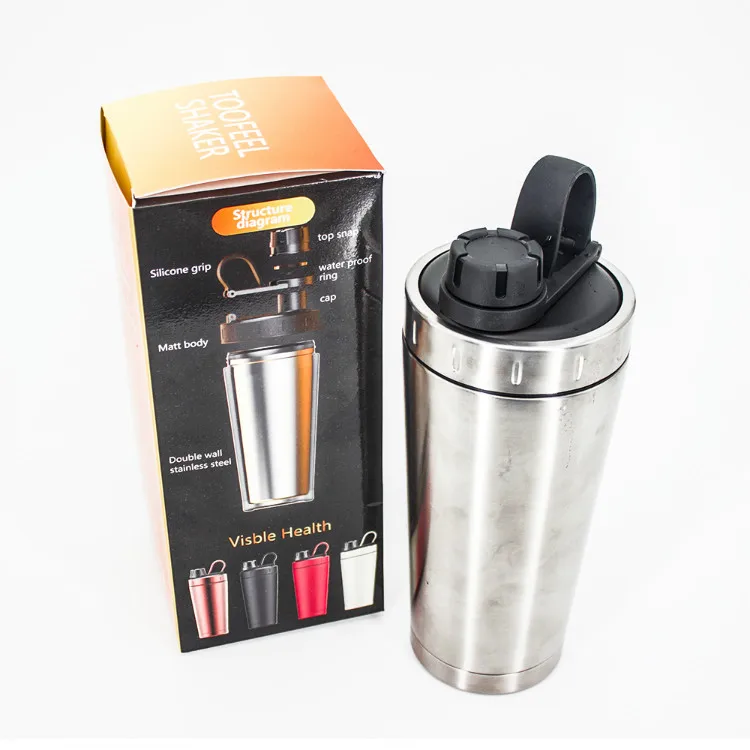 Double wall 304 stainless steel vacuum flask exercise fitness protein shaker bottles water jug