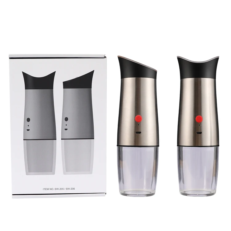 USB Rechargeable Electric Ceramic Gravity Salt and Pepper Grinder Adjustable Coarseness for Spice Grinding