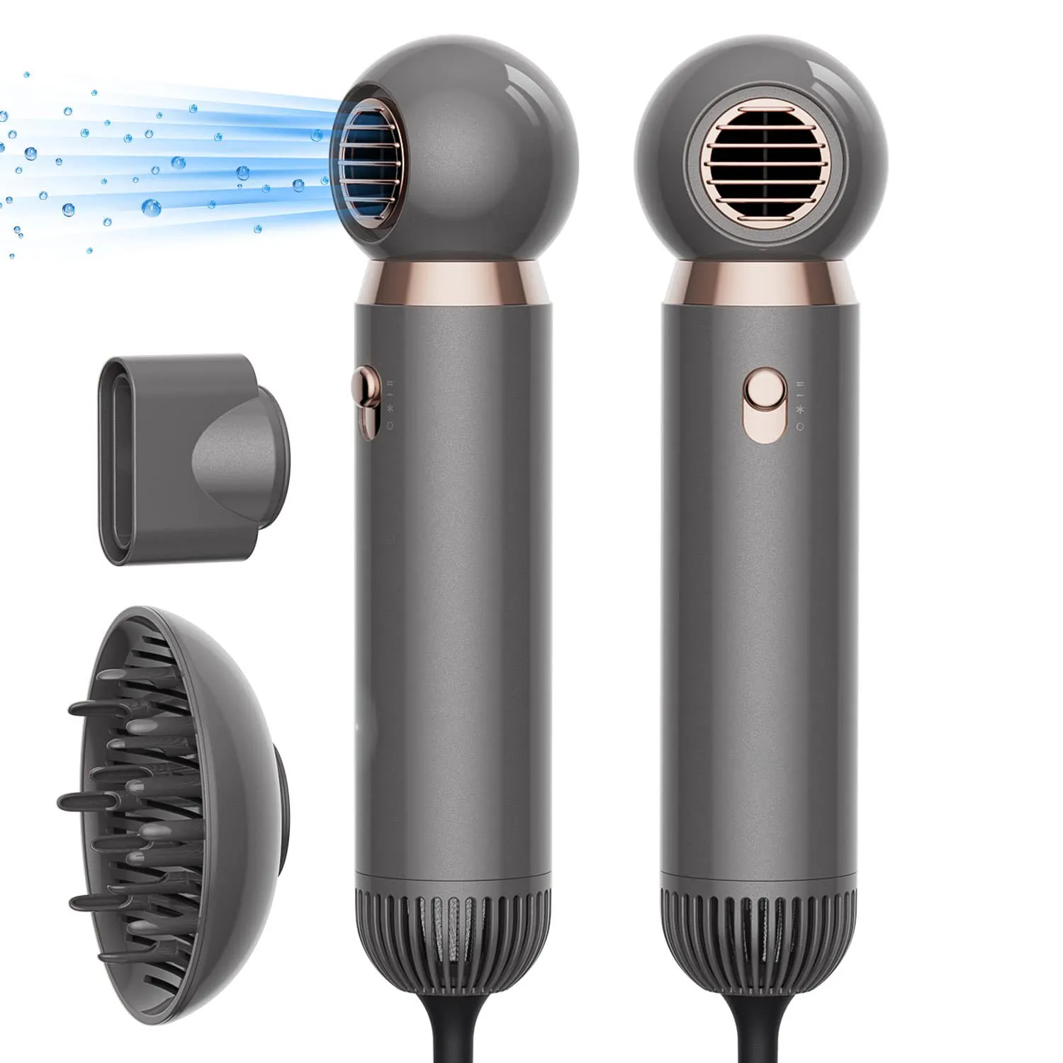 Mini Hair Dryer Professional Hair Blow Dryer with Dual Ionic Technology Powerful 1800W Plasma Hair Dryer with 3 Intelligent Heat