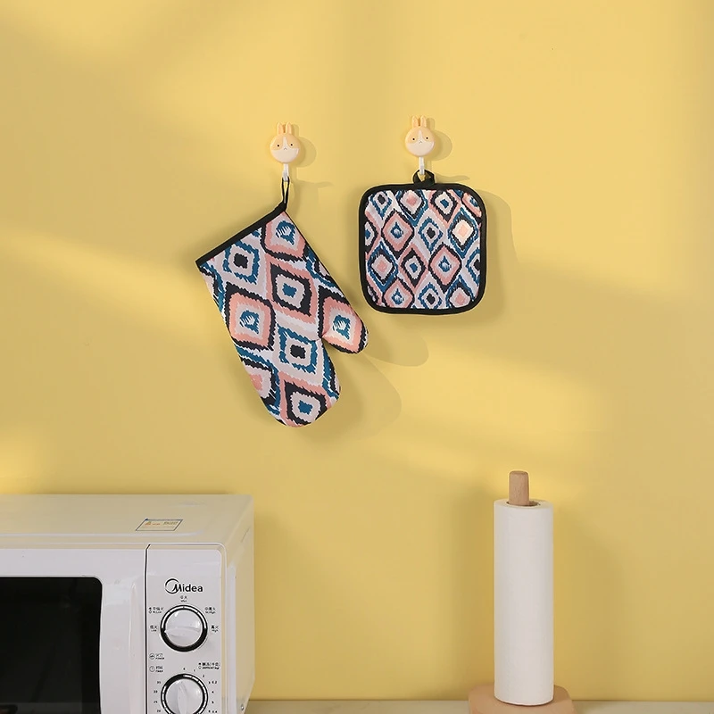 2024 recycle Widen and enlarge 100% cotton linen kitchen baking oven mitts and pot holders custom printed wholesale