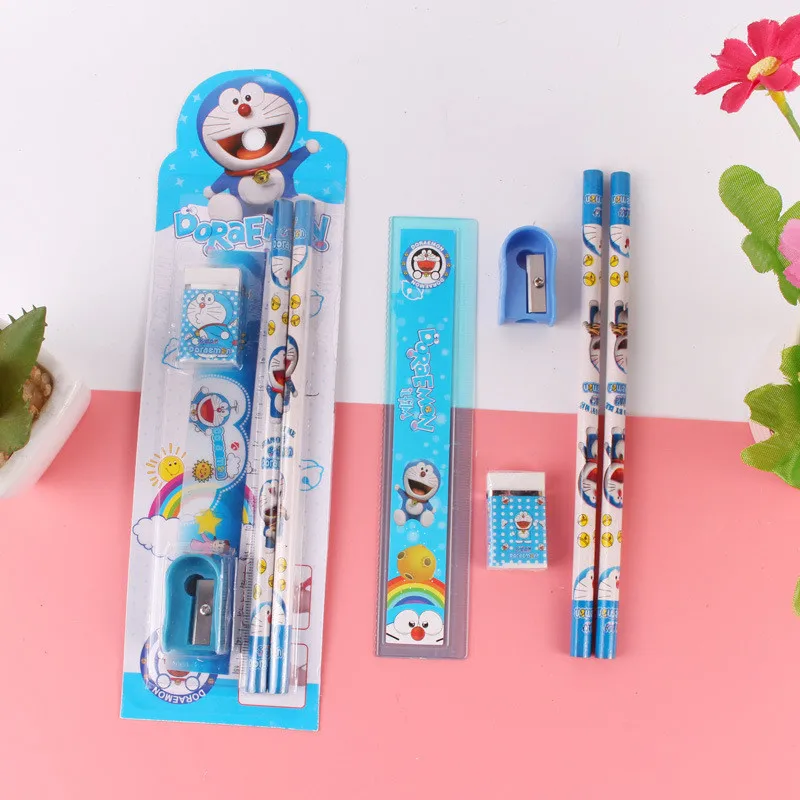 Sedex Audited Manufacturer Custom Printing Cartoon Stationery Pencil Ruler Eraser Cute Stationery Gift Set