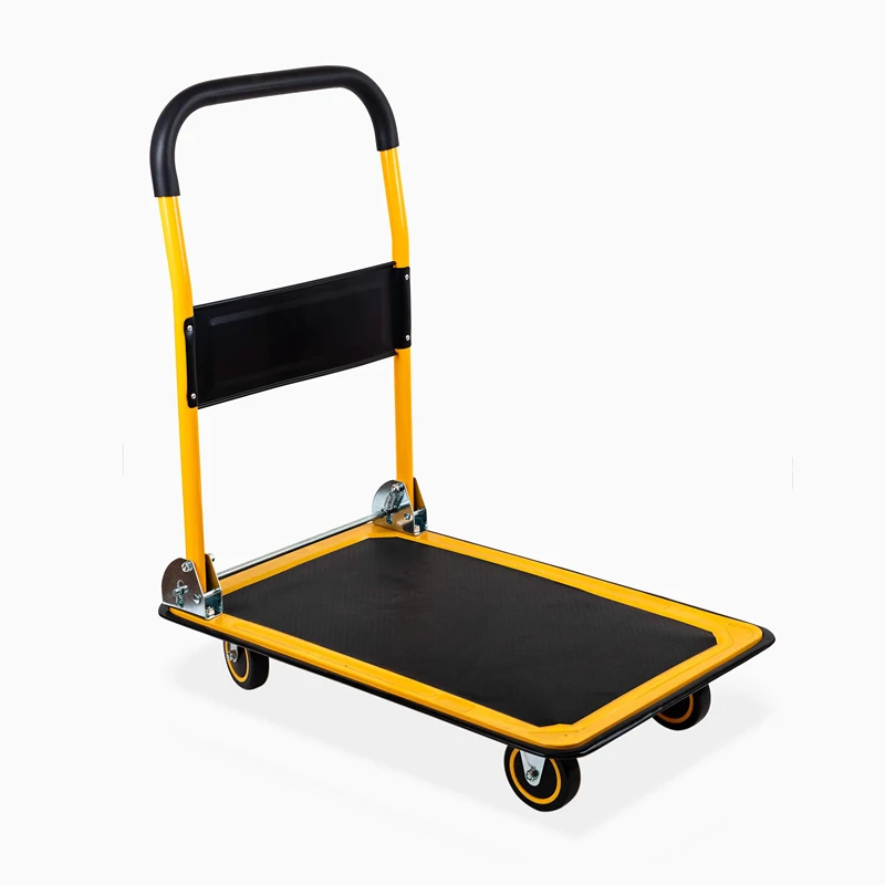 Стальная пластиковая плоская ручная тележка, четырехколесная Бесшумная Складная платформа, логистические инструменты для хранения покупок, поддерживаемые OEM