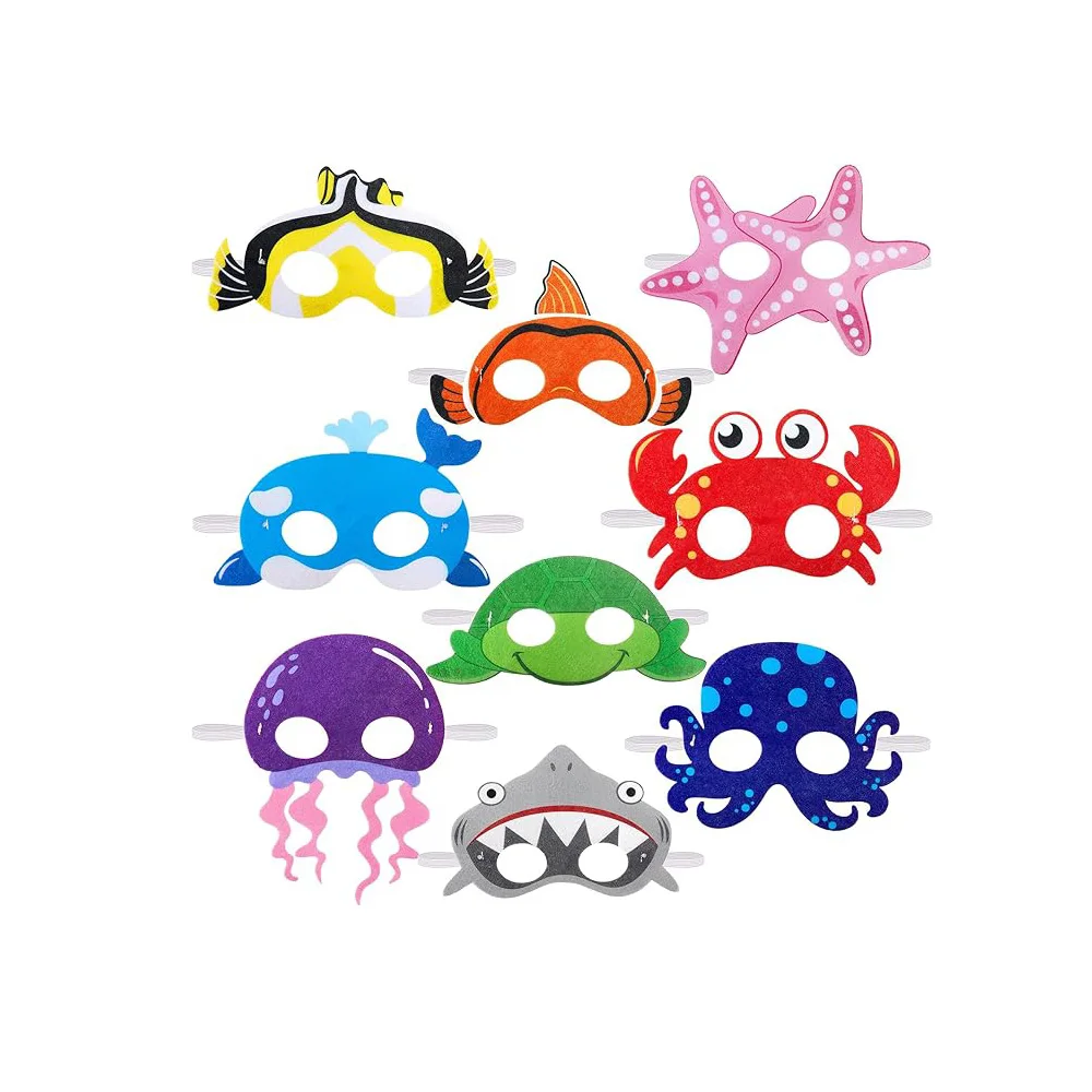 Ocean Animals Felt Sea Theater Masks Ocean Themed Birthday Halloween Dress Up Costume Party Supplies Wholesale Party Funny Masks