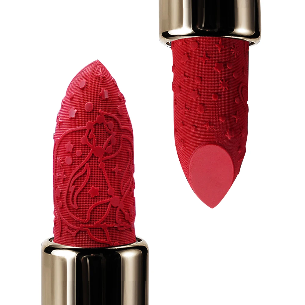 2021 lipstick with lip liner vegan no logo makeup private label long lasting matte Pisces carved lipstick pen with 6 colors