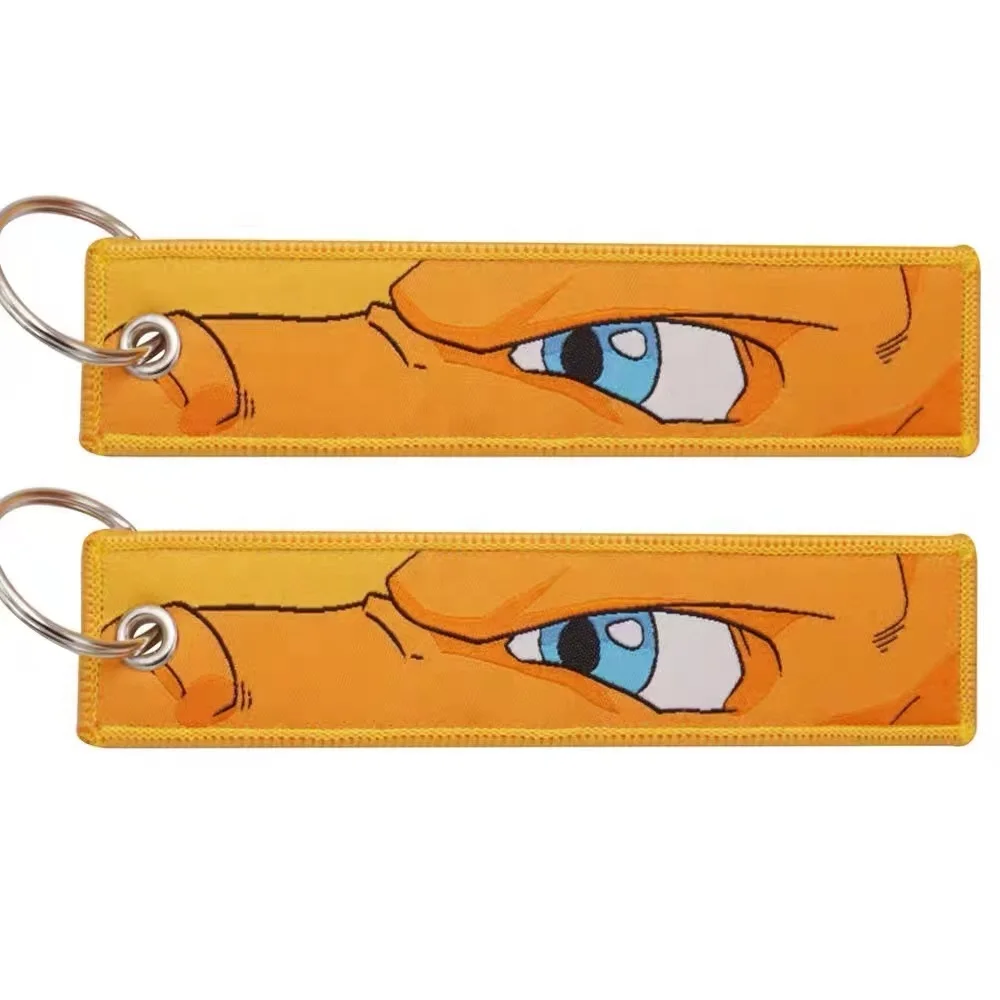 ZD Custom Promotional Crew Woven Fabric Anime Characters Key chain Embroidery Key chain flight Tag
