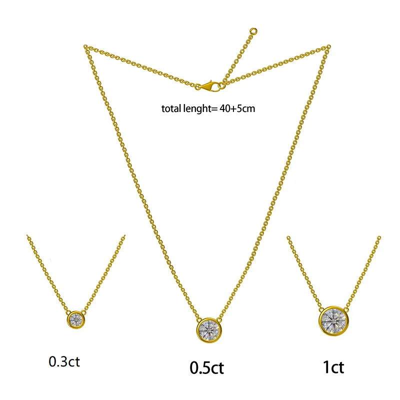 starsgem hpht lab grown diamond 10k 14k 18K yellow gold 1ct diamond necklace for women