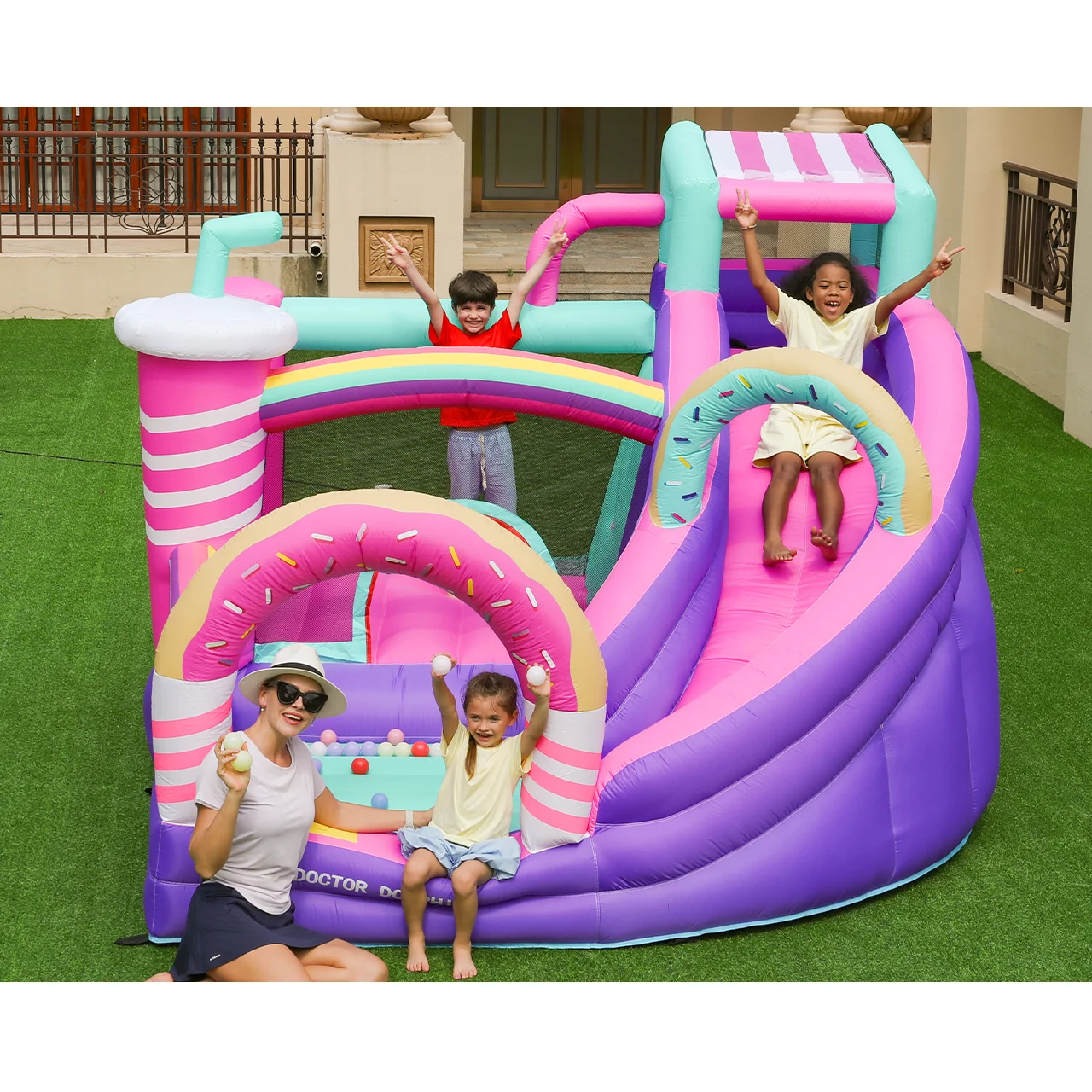 Wholesale Backyard Kids Inflatable Slide For Kids Bounce House Party Jumpers Inflatable Bounce House With Ball Pit