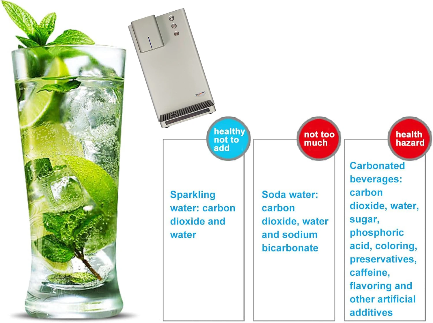 Commercial Carbonated Sparkling Water Maker 20 liter with ice maker countertop  soda fountain machine for business